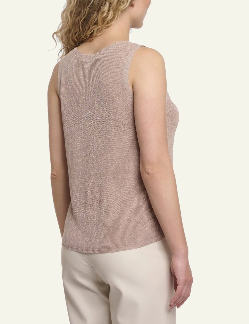 Rino Pelle Charlie top rosy brown sleeveless knit V neck back view