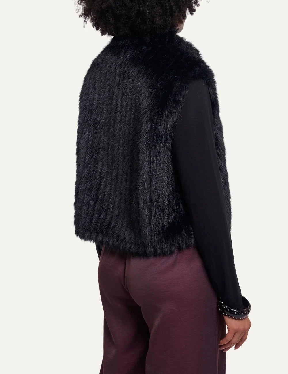 Rino & Pelle women's black faux fur sleeveless waistcoat back