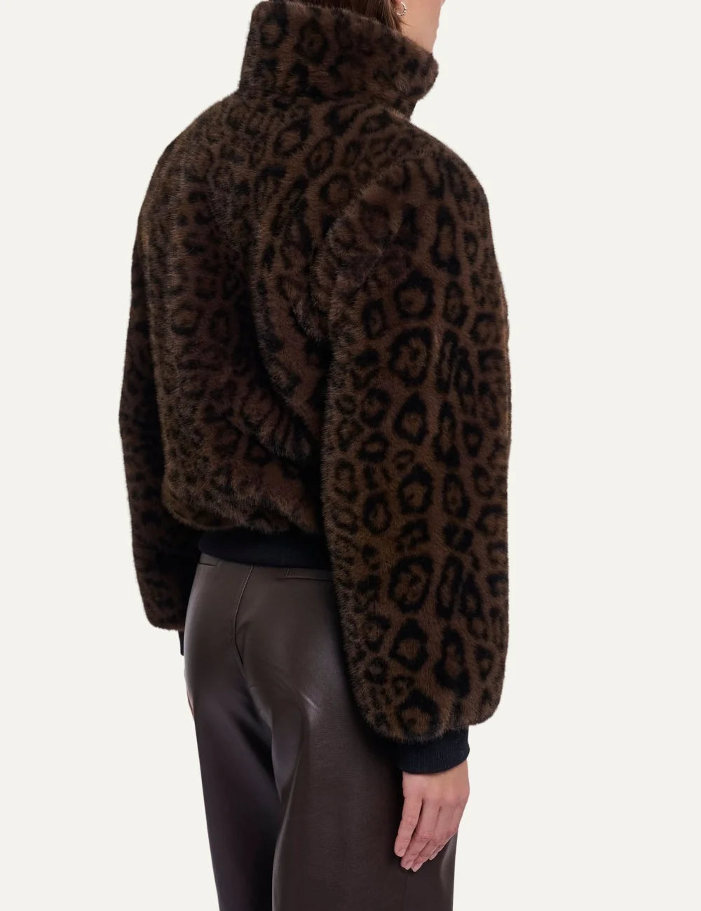 Rino & Pelle women Ambra brown leopard print faux fur jacket back