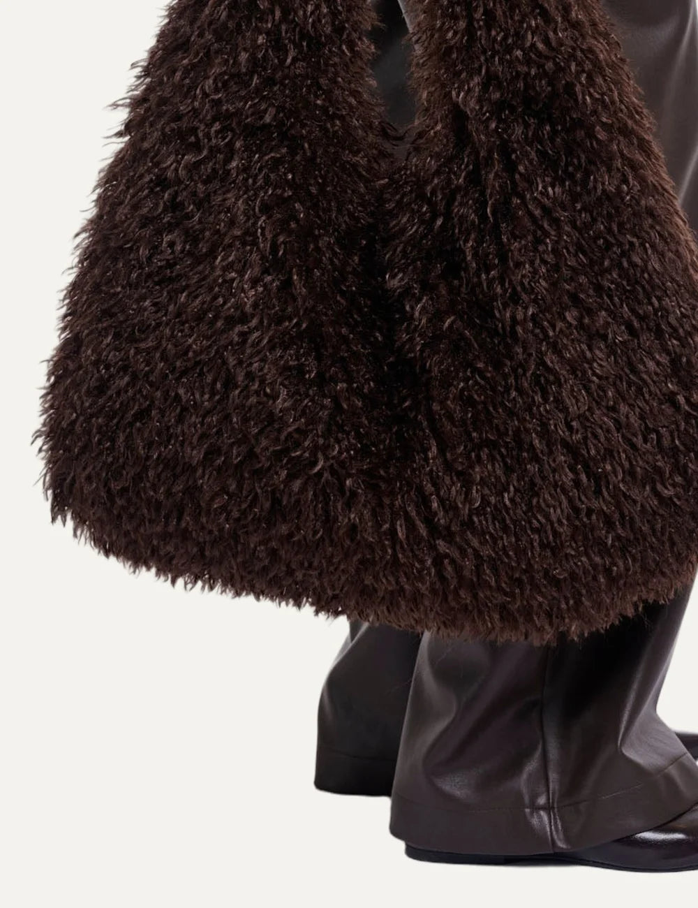 Rino & Pelle women Gusta Coffee Roast faux fur shoulder bag detail