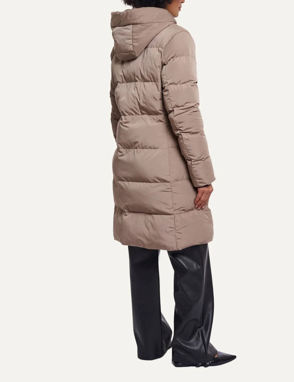 Rino & Pelle women Jade Toffee padded coat with hood and black zipper details back