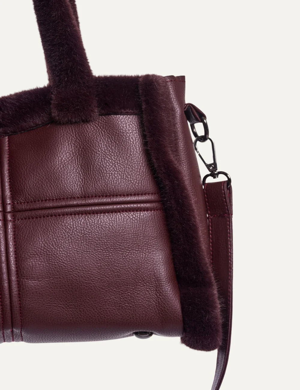 Rino & Pelle women Jasha Fudge Cloak vegan leather shopper bag with faux fur detail