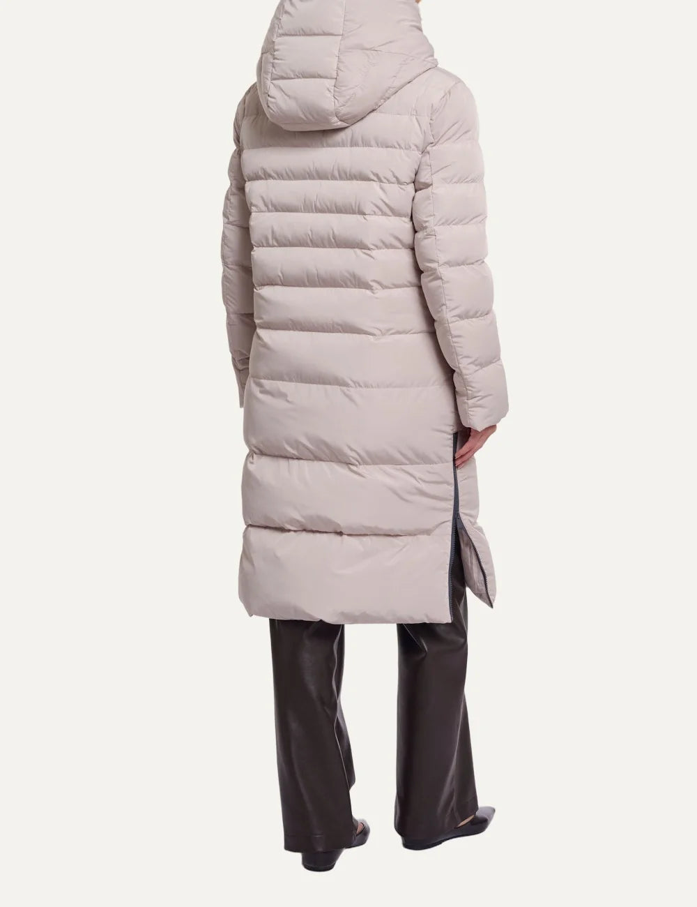 Rino & Pelle women Keila Fur Stone long puffer coat with hood and faux fur lining back