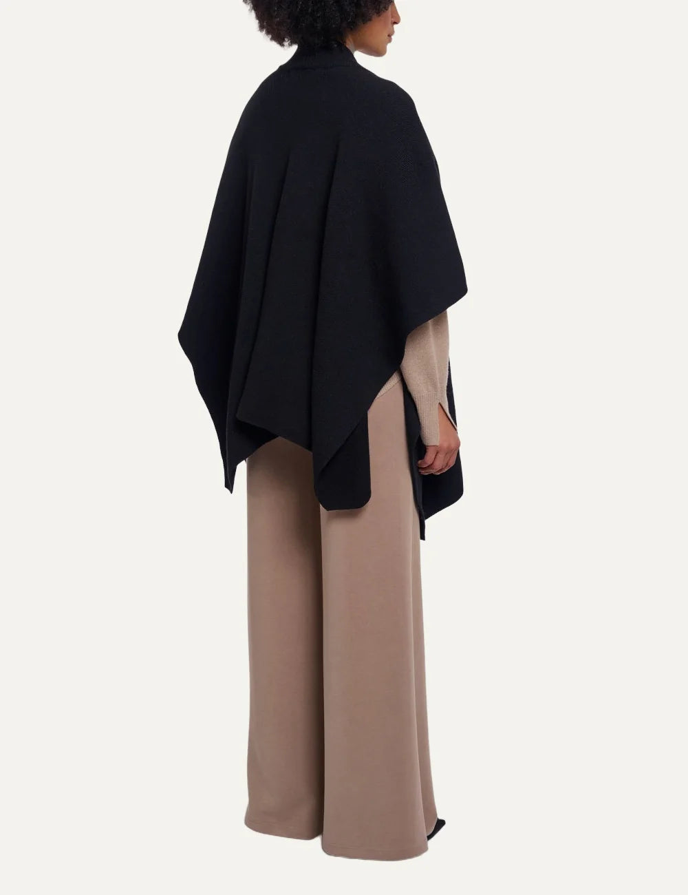 Rino & Pelle women Santo black soft knit cape with ribbed trim back