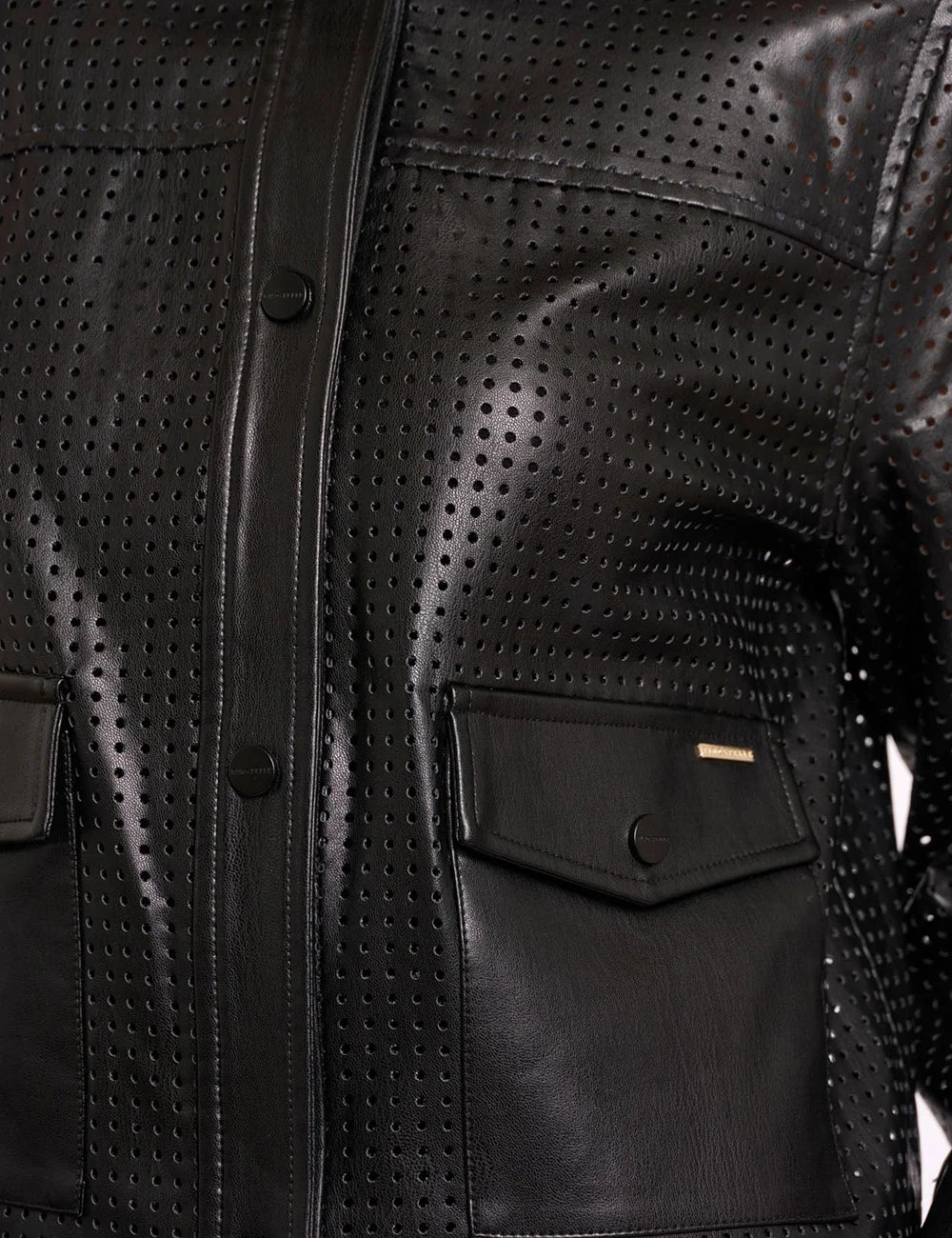 rinopelle nandi perforated jacket black front detail view