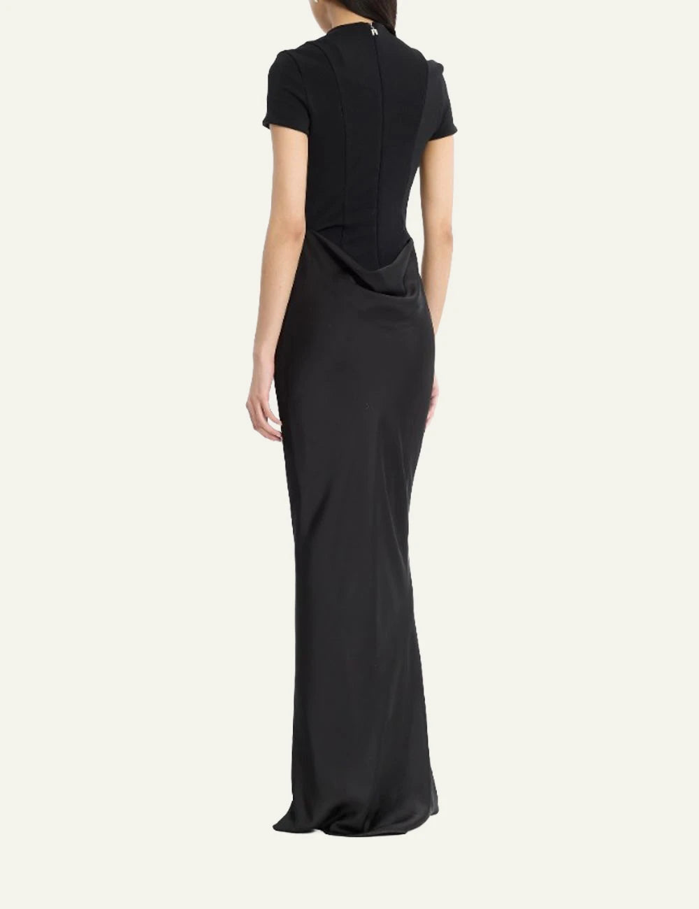Rotate Capsleeve Draped Maxi Dress black me draped waist back view