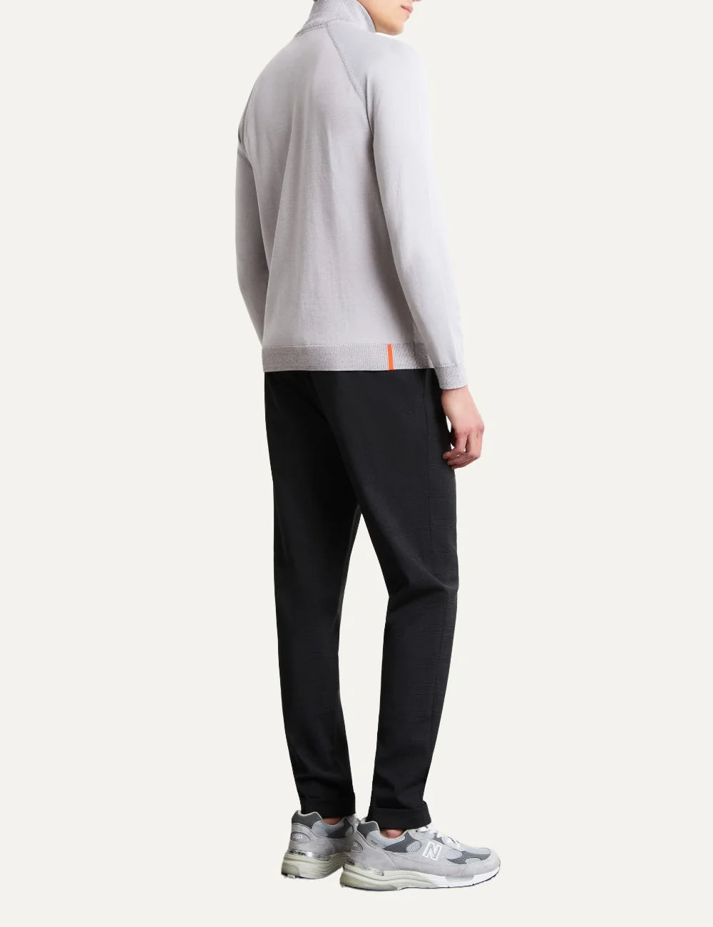 RRD men's light grey technical cotton knit full zip cardigan back