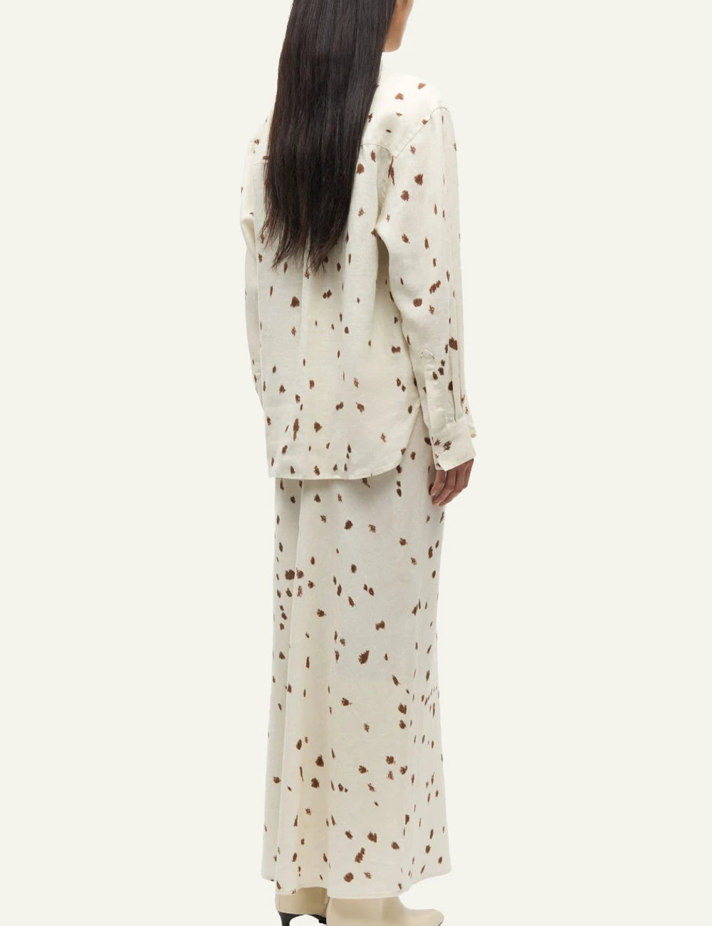 Samsoe Samsoe Saloves poukamiso linen stray dott beige back