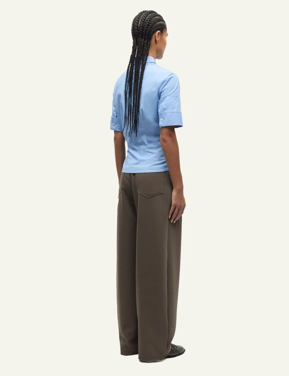 Samsoe shirt light blue short sleeve slim fit button side view