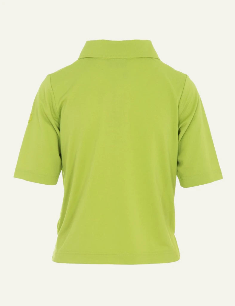 Save The Duck lime polo t-shirt short sleeve logo detail back flat view