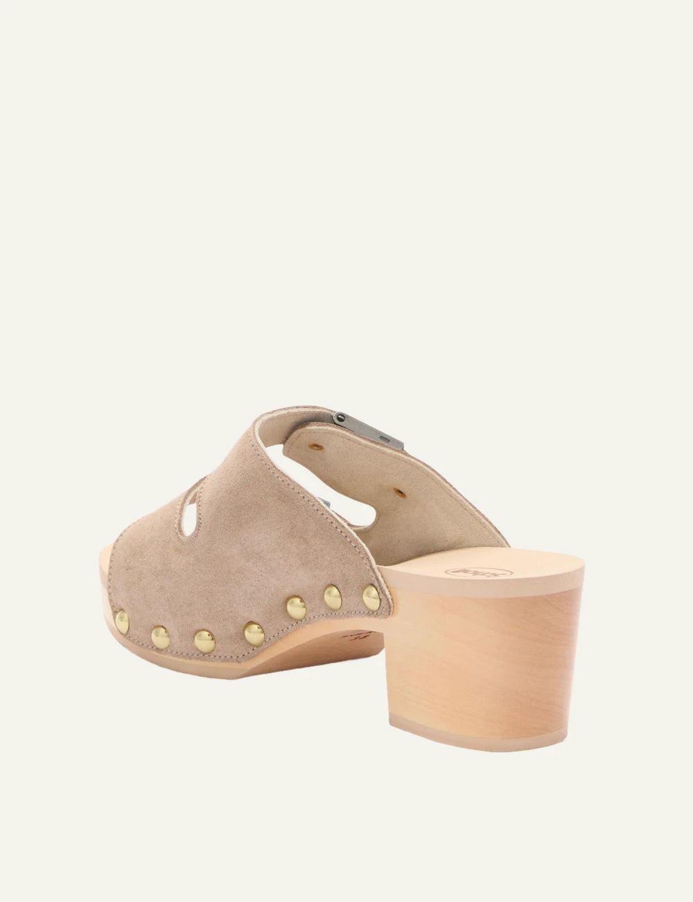 Scholl Pescura Ibiza suede double strap mules dark beige back view