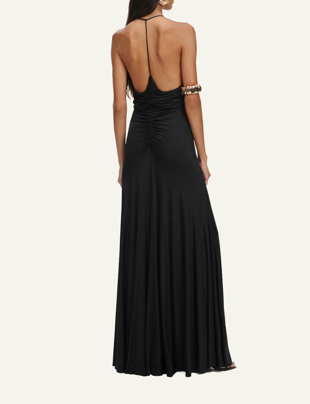 SELF-PORTRAIT GATHERED MAXI DRESS BLACK