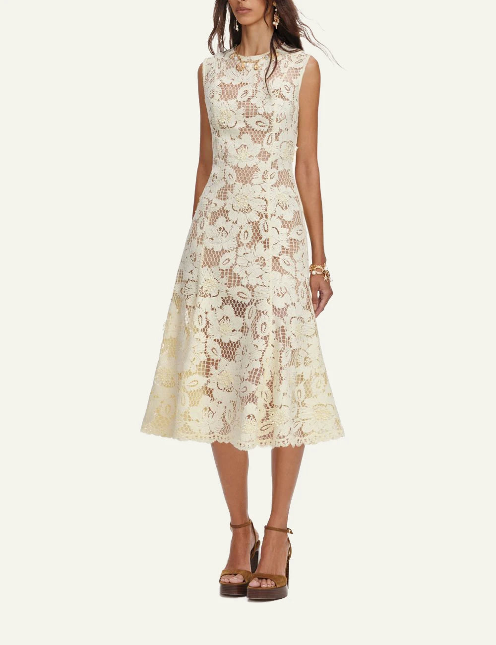 SELF-PORTRAIT LACE MIDI DRESS YELLOW – Simple Caracters