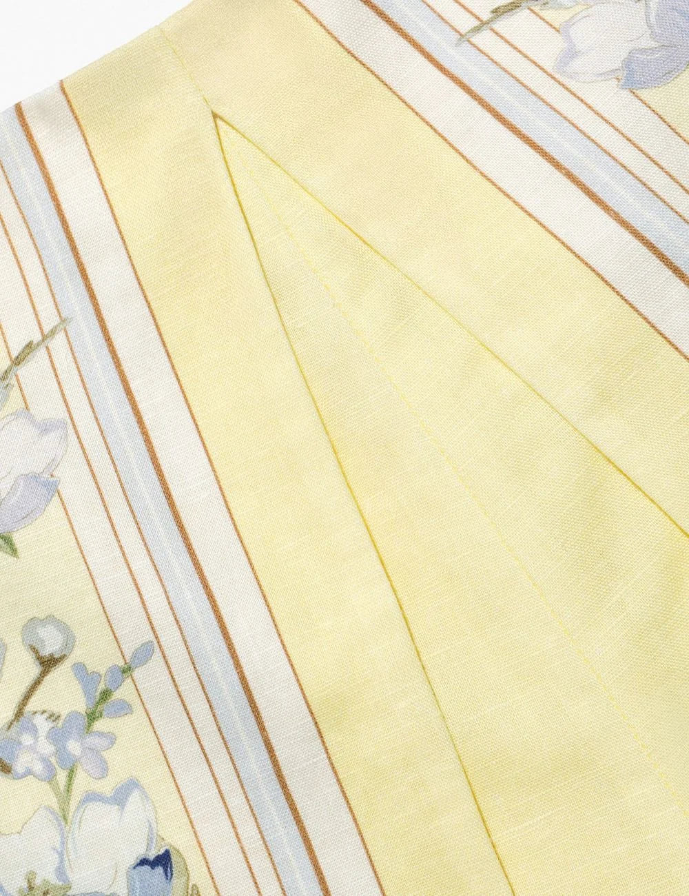 Self Portrait yellow linen shorts floral print front view detail