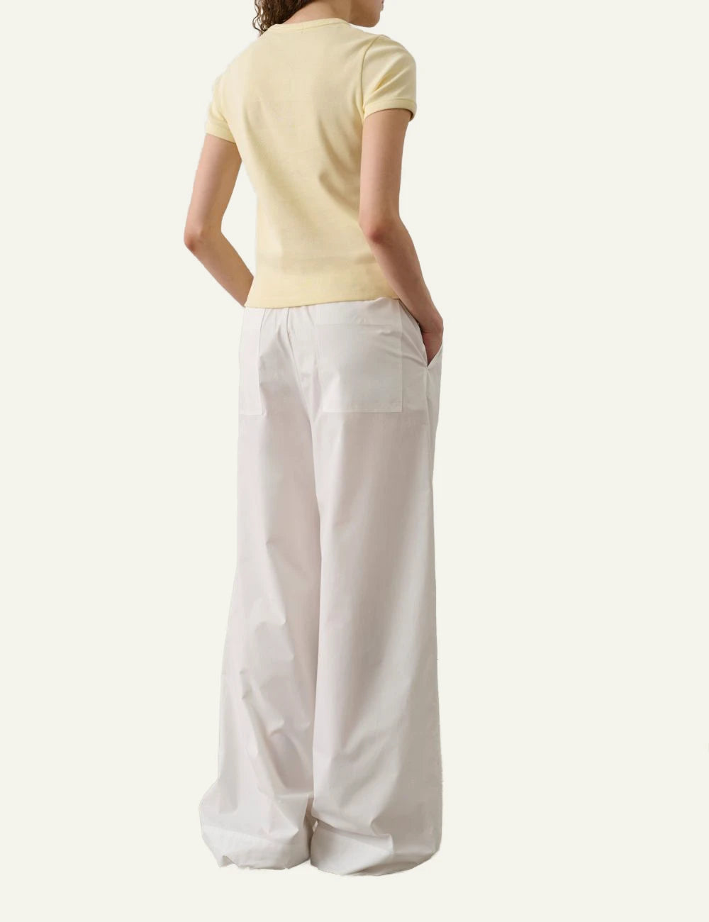 Soeur Aristide t-shirt light yellow organic cotton embroidered logo slim fit back