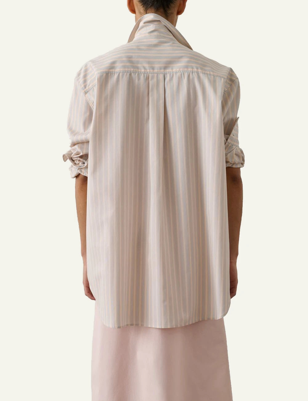 Soeur Carlotta orange gris striped shirt cotton poplin loose fit back view