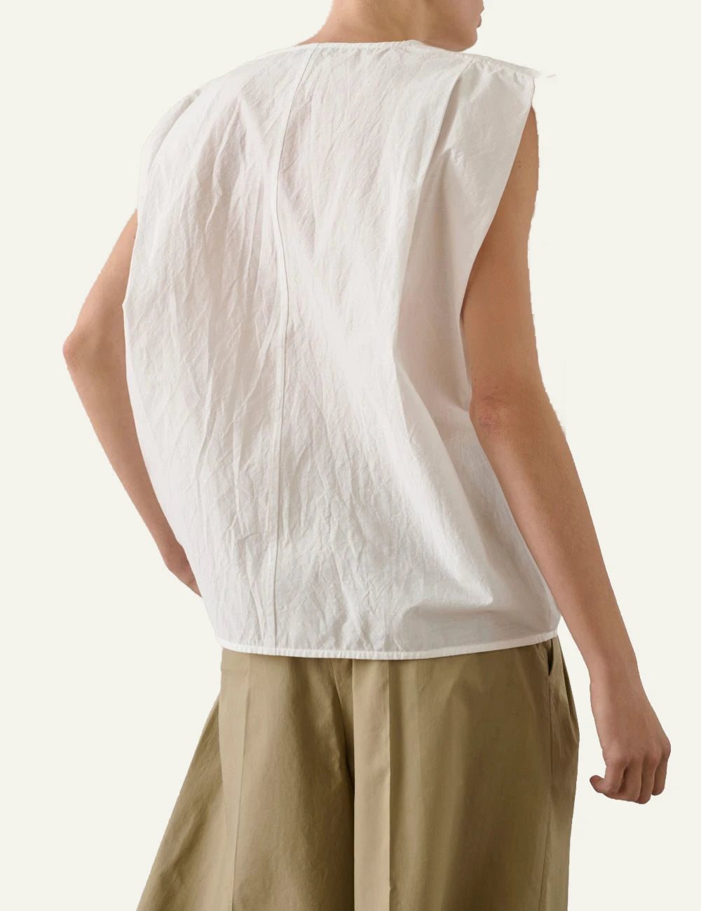 Soeur Isalys blanc sleeveless top organic cotton poplin loose fit back view