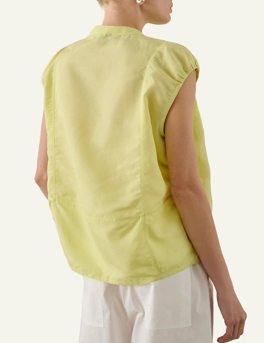 Soeur Danube jaune sleeveless blouse lyocell linen loose fit back view