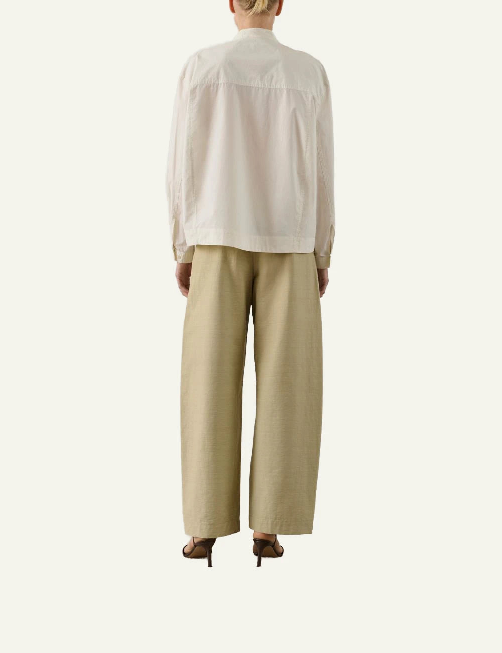 Soeur Chypre shirt white cotton poplin mandarin collar relaxed fit back