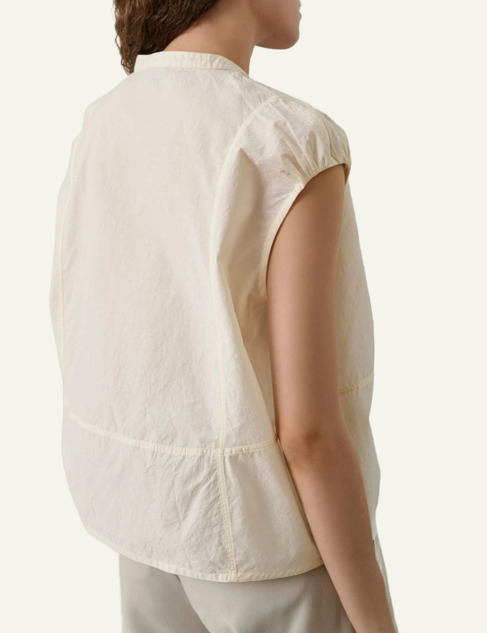 Soeur Danube blouse vanilla crinkled poplin sheer loose fit side