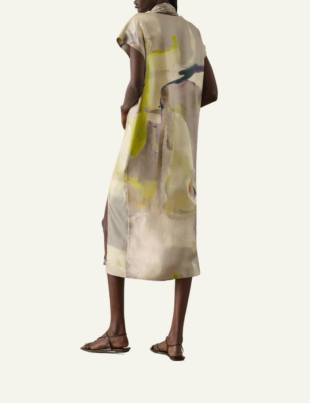 Soeur Iberis dress abstract print silk twill midi back