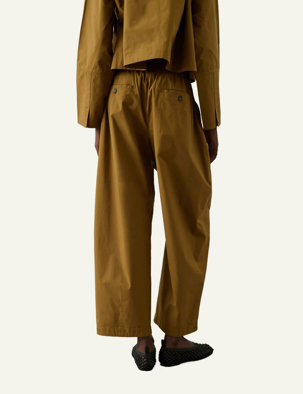 Soeur Vernon trousers camel loose fit elastic waist back