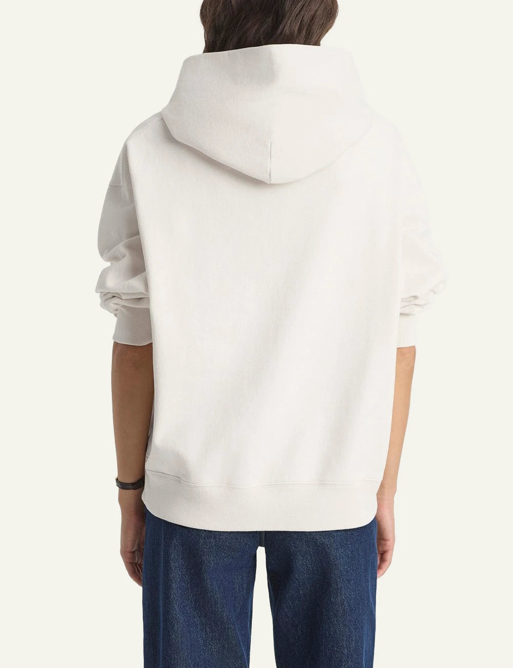 Sporty and Rich ecru hoodie embroidered logo back view