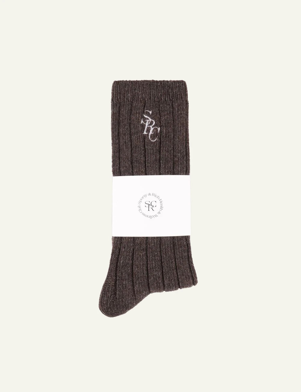 Sporty & Rich SRC cashmere socks toffee ribbed pair view detail
