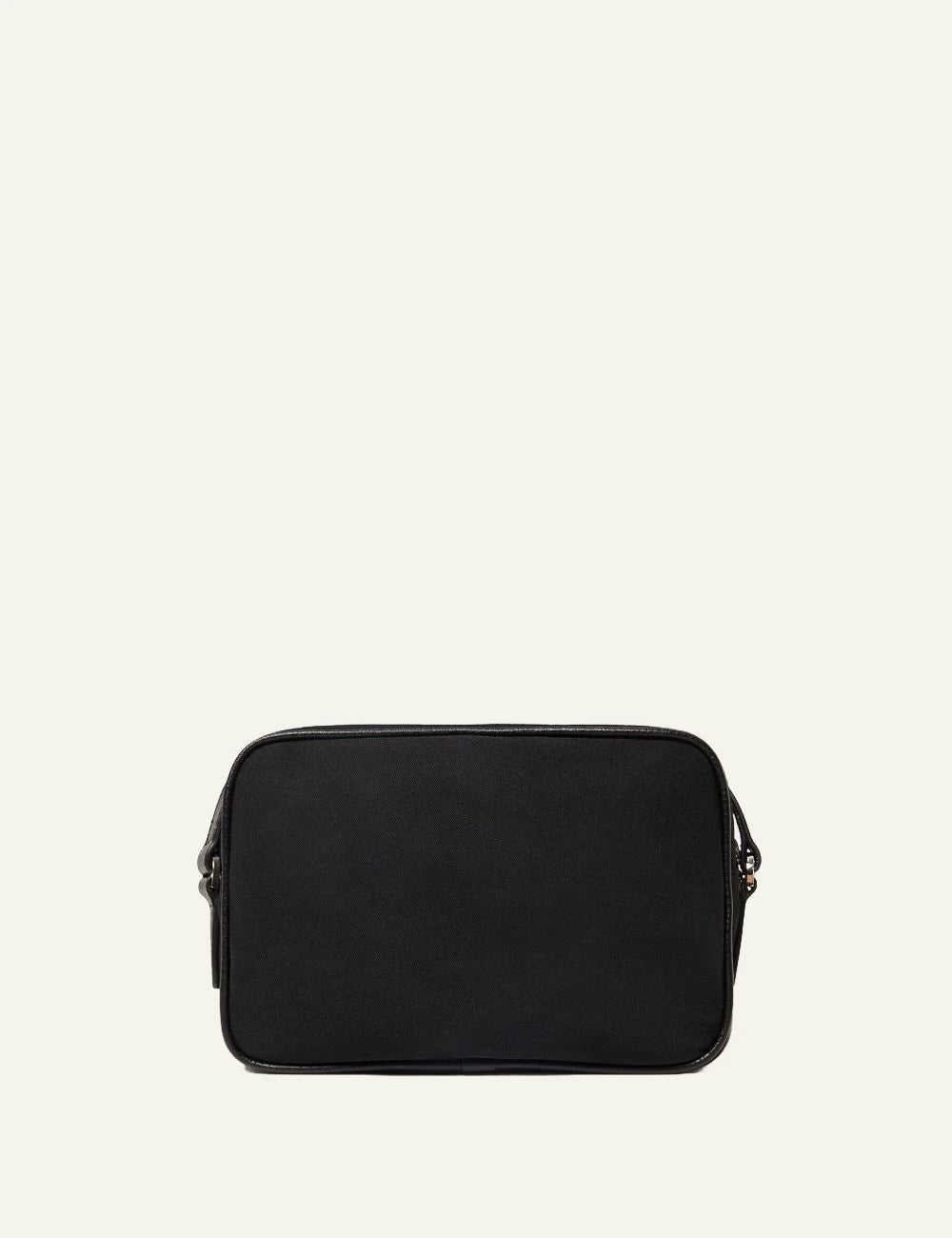 Stella McCartney black camera bag me silver logo medallion kai front zip detail back view