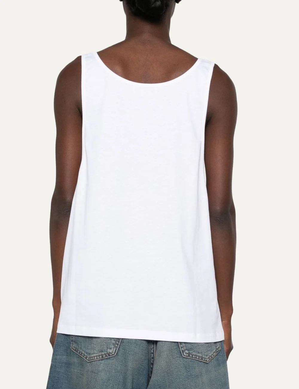 Stella McCartney women's white cotton sleeveless top with slogan print back