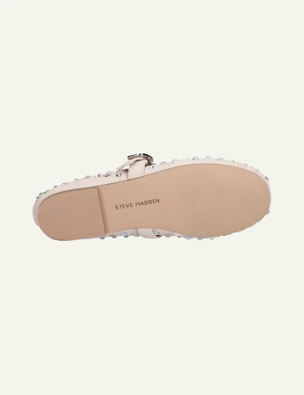 Steve Madden ballerina beige suede studs buckle strap flat sole view