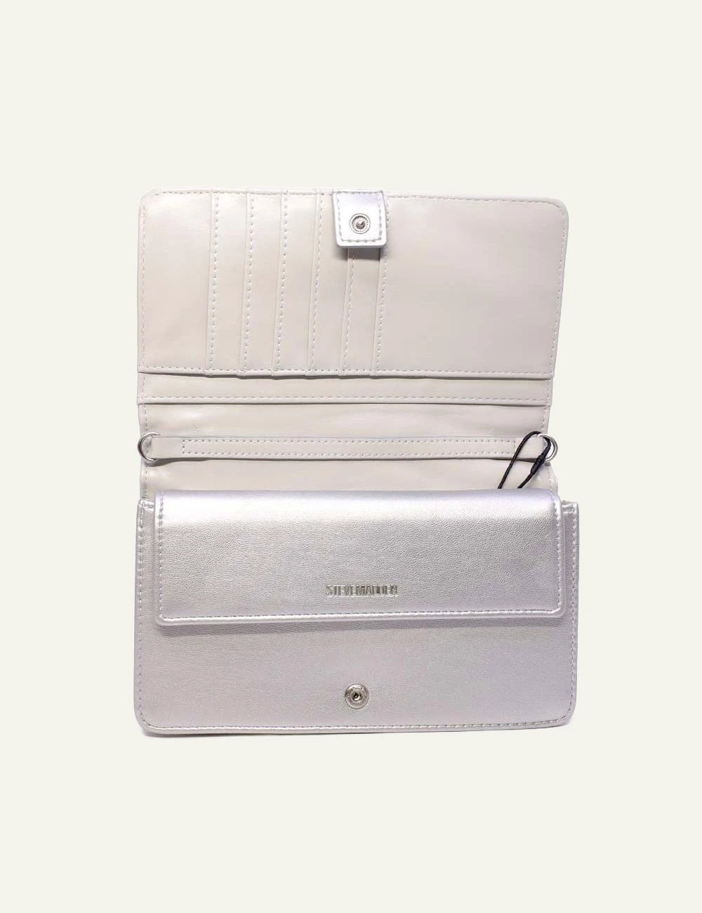 Steve Madden Blira silver rhinestone crossbody bag top detail