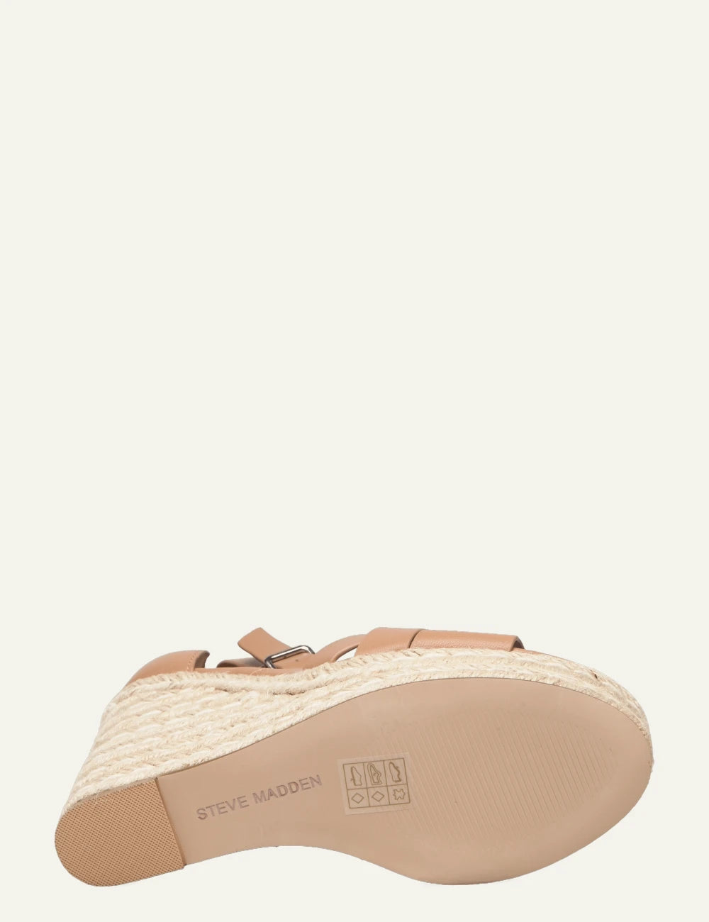 steve madden cammel leather wedge espadrille sandals top view