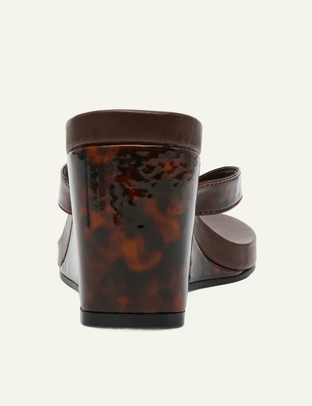 steve madden brown tortoiseshell wedge flip flop sandal back view