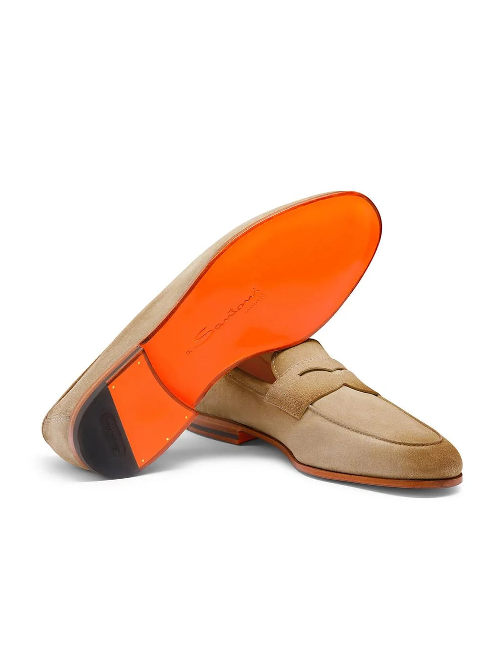 suede loafers beige classic penny loafer sole view