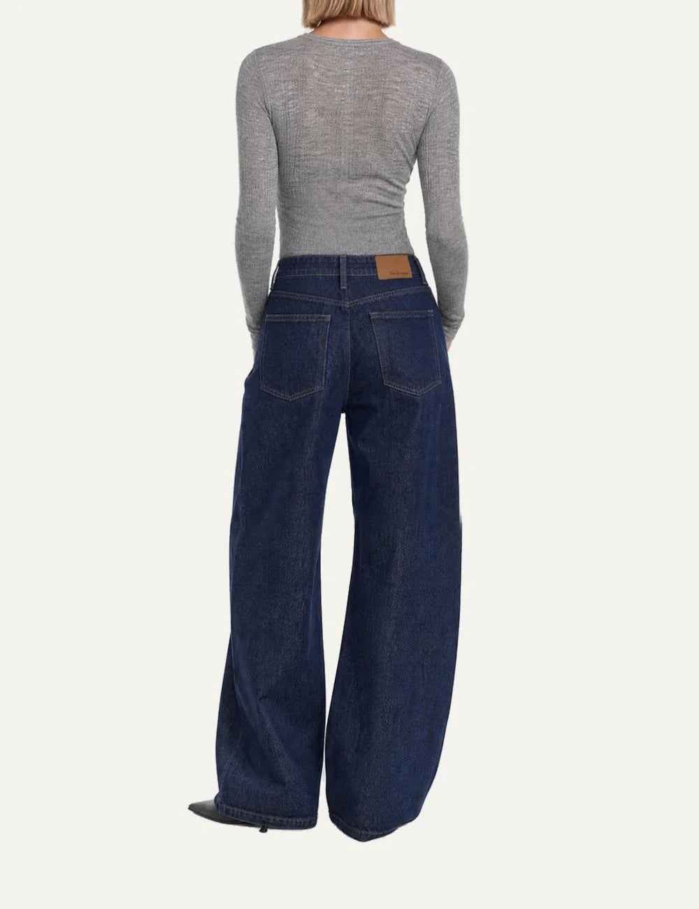 The Kooples women's dark blue wide-leg jeans with mid-rise waist and five-pocket design back