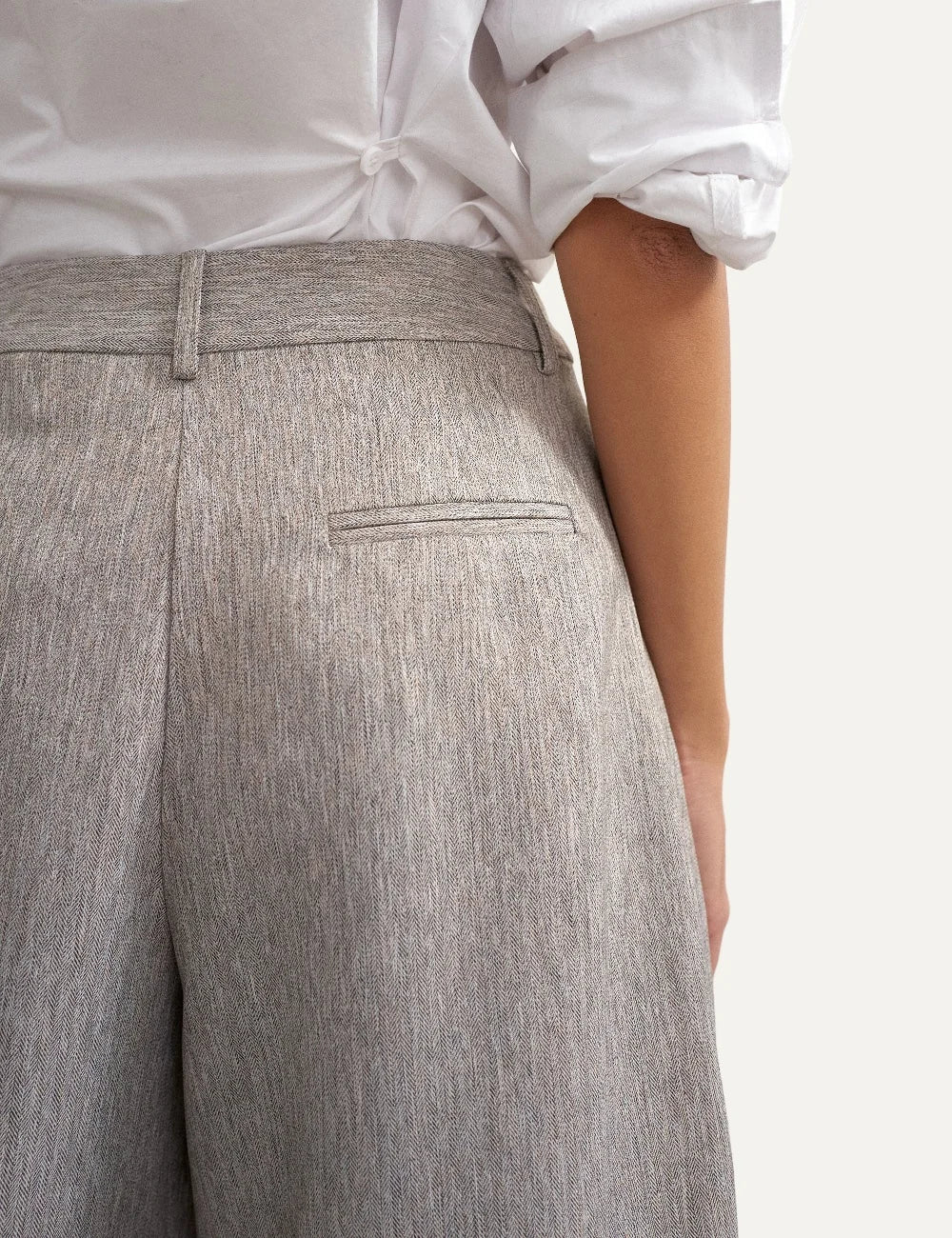 Topshop women's beige brown melange wide-leg trousers with front pleats, mid-rise waist and cropped length detail