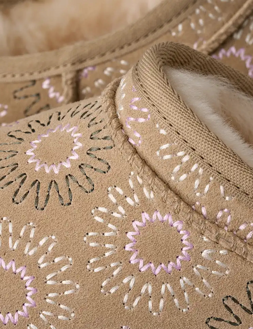 UGG Tazz Sun Stitch platform slipper suede mustard seed logo view