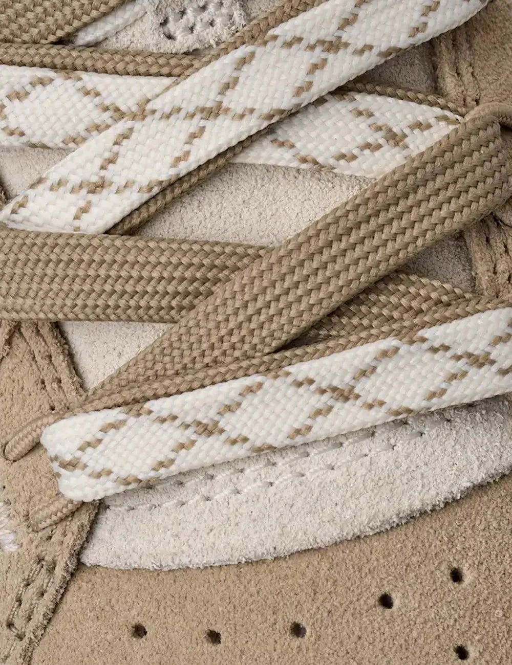 UGG low sneaker beige suede mesh panels detail view