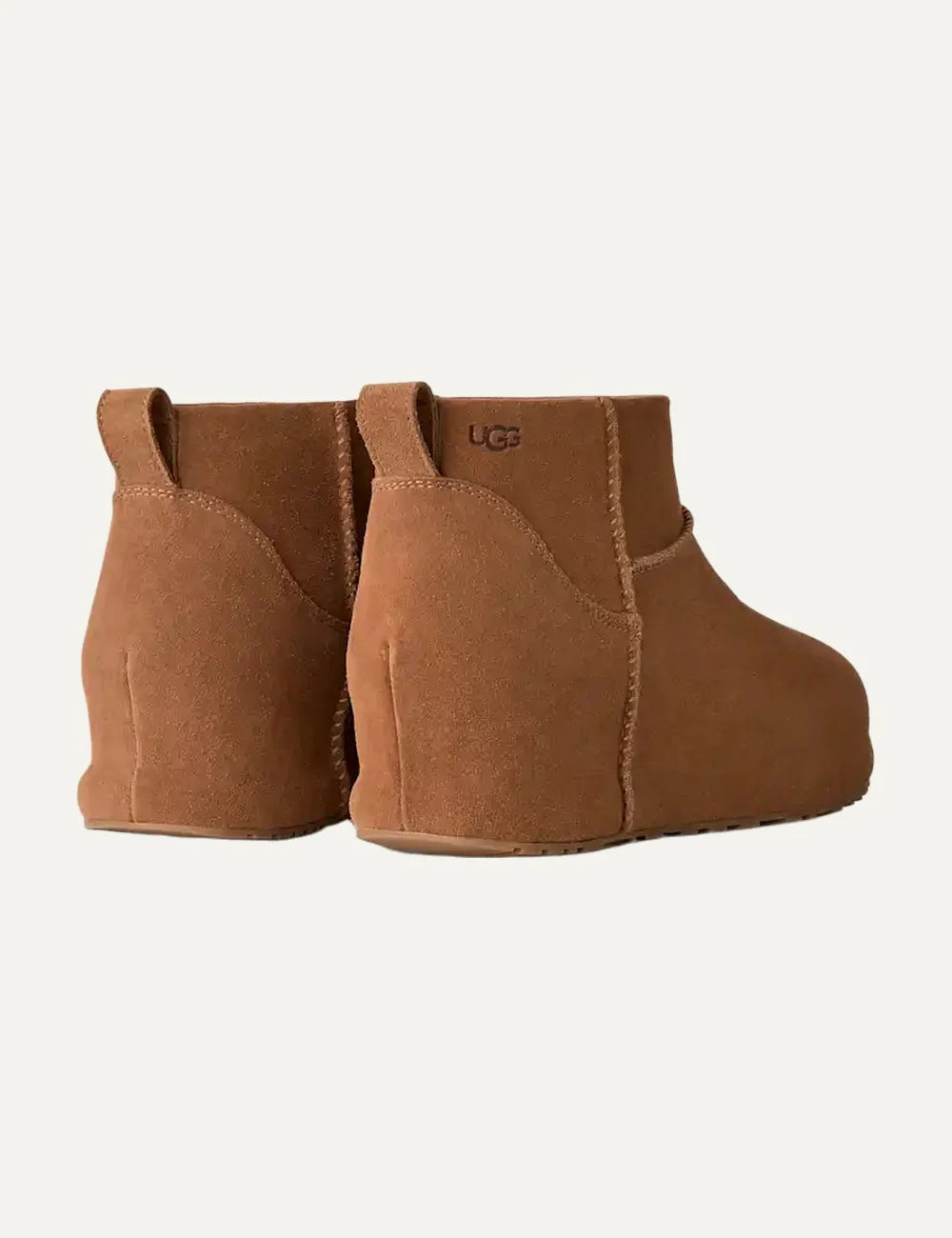 UGG women Classic Mini Enwrap Chestnut suede ankle boots with sheepskin lining back