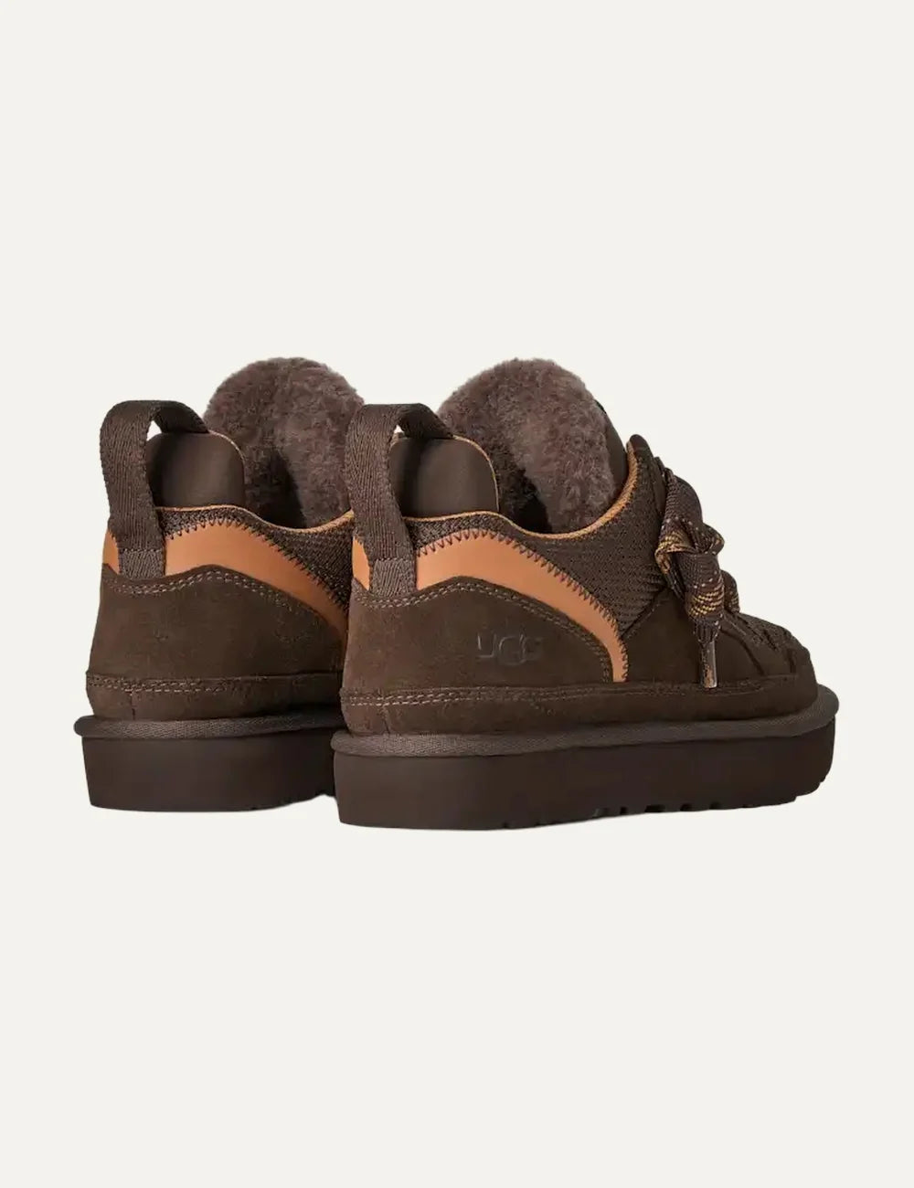 UGG women Lowmel Dark Cocoa suede and mesh sneakers with two-tone laces back