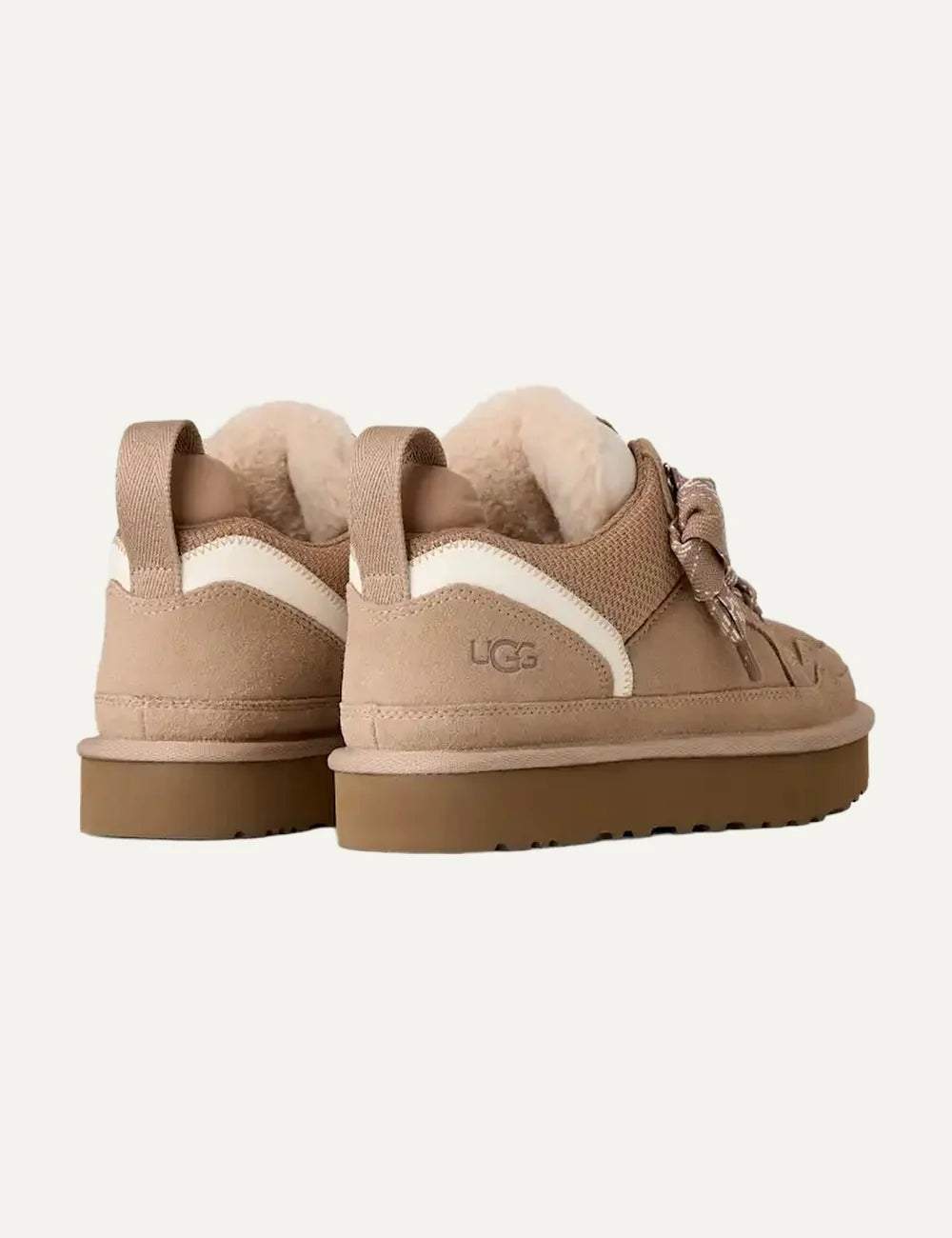 UGG women Lowmel Sand suede and mesh sneakers with two-tone laces back