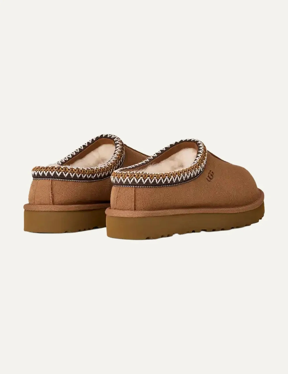 UGG Women’s Chestnut Suede Tasman II Slippers with Braided Trim back