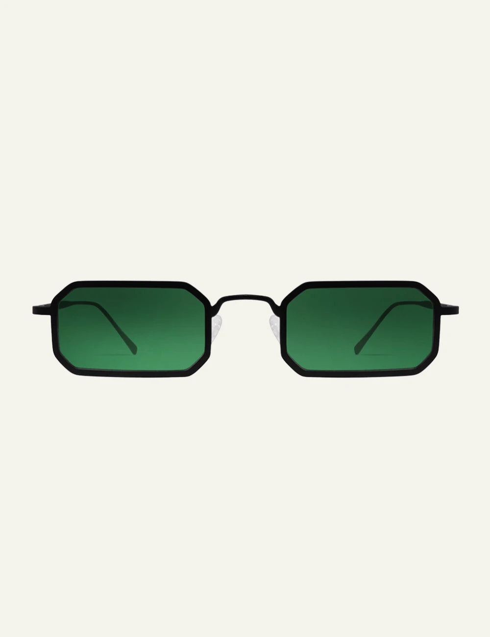 We Are Eyes Gamma sunglasses black frame green lenses front view
