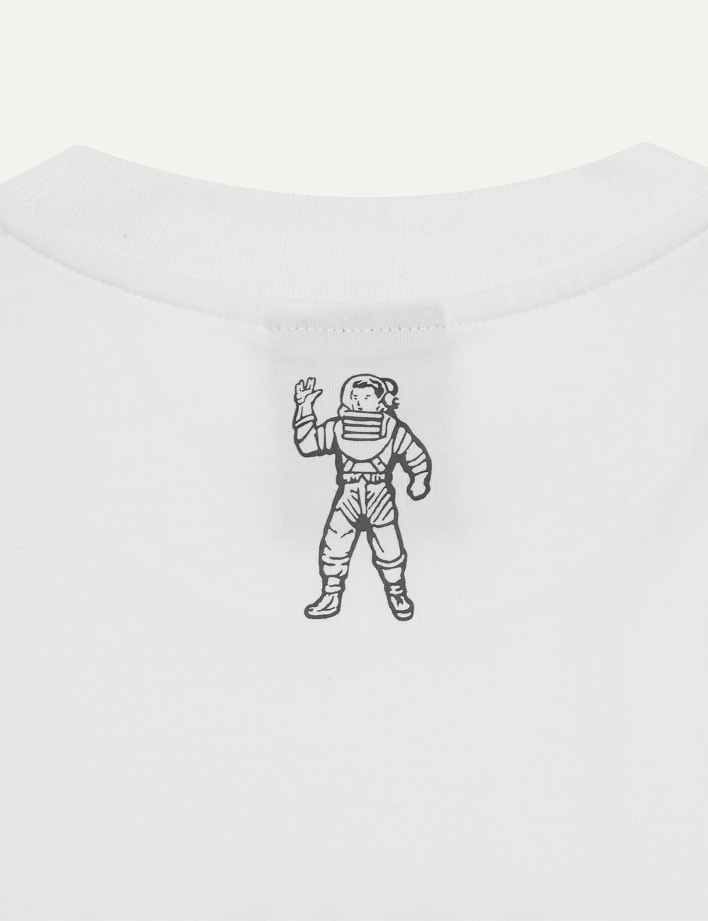 White T-Shirt With Billionaire Boys Club Camo Logo Print Back Detail View