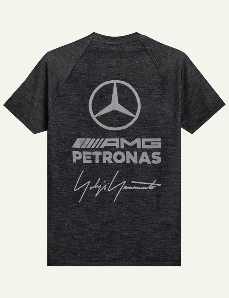 Y-3 black melange t-shirt logo back flat view