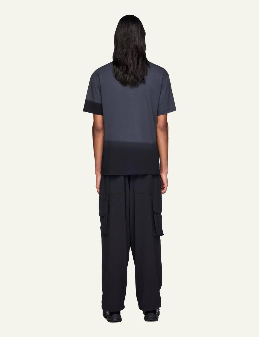 Y-3 dipped t-shirt grey black short sleeve front back view