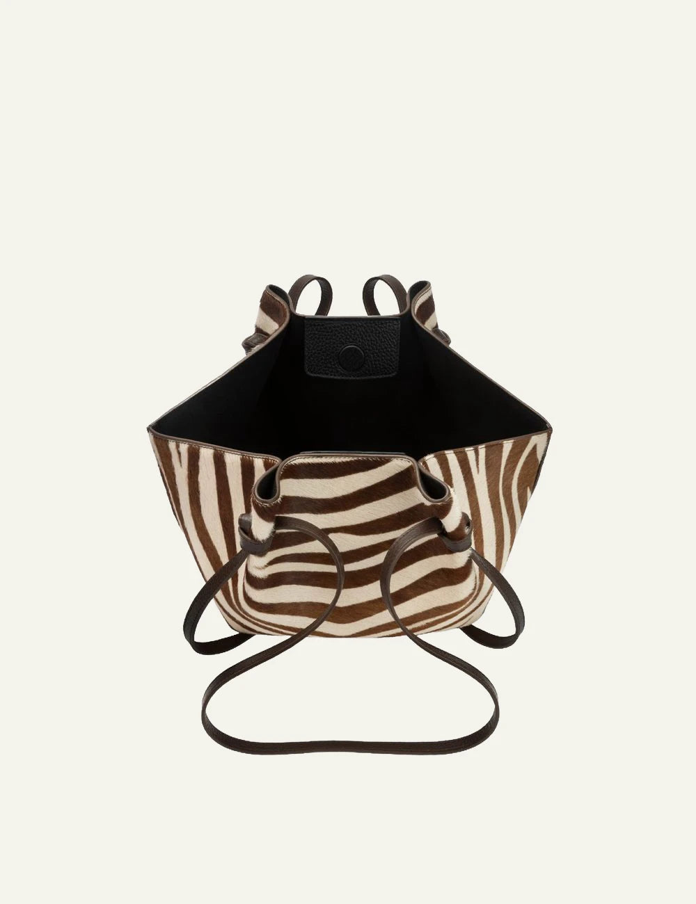 Yuzefi Mochi zebra print pony hair shoulder tote bag top