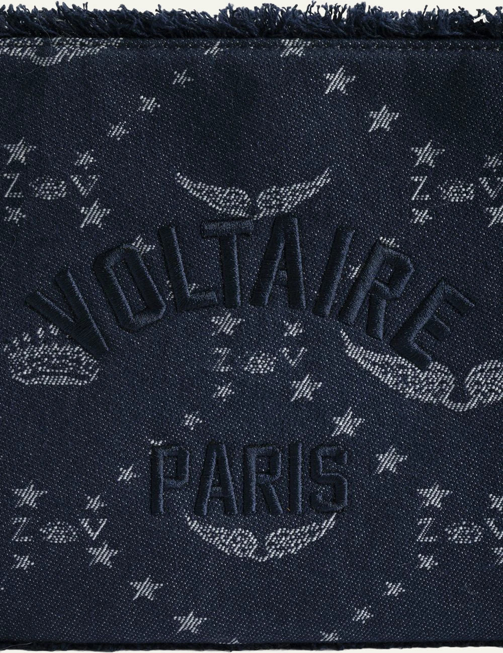 Zadig Voltaire monogram denim clutch blue logo view