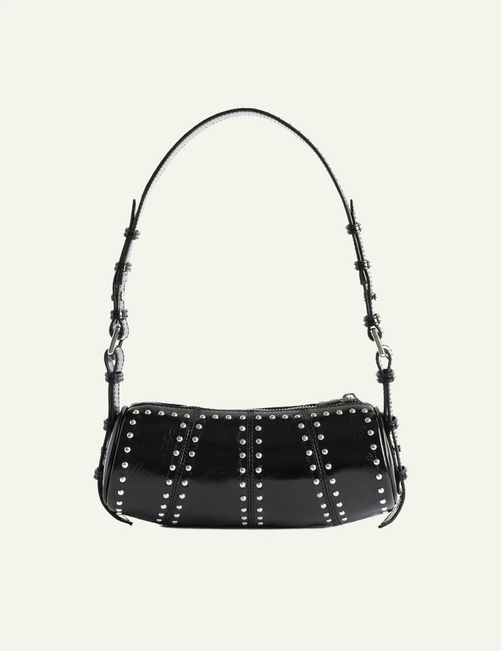 Zadig Voltaire patent leather stud shoulder bag black back view